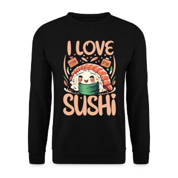 Süße Sushi Freude - Für Sushi-Liebhaber mit Herz - Unisex Pullover - Schwarz - Vorne - Alina (178cm) & Michal (187cm)