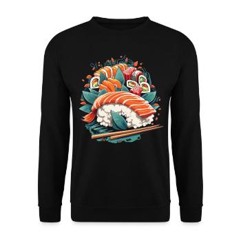 Sushi Passion: Authentic Japanese Sushi - Unisex Sweatshirt - black - Front - Alina (178cm) & Michal (187cm)