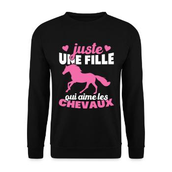 Juste une fille qui aime les chevaux humour - Sweat-shirt Unisexe - noir - Devant - Alina (178cm) & Michal (187cm)