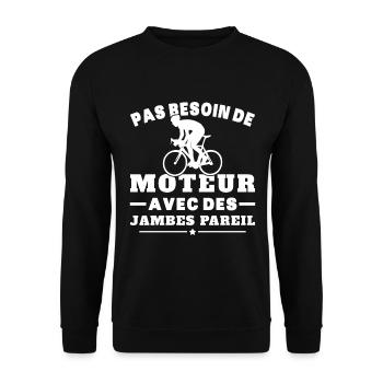 Humour cycliste, pas besoin de moteur - Sweat-shirt Unisexe - noir - Devant - Alina (178cm) & Michal (187cm)