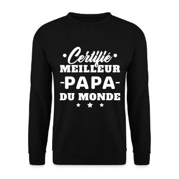 Certifié meilleur papa du monde - Sweat-shirt Unisexe - noir - Devant - Alina (178cm) & Michal (187cm)
