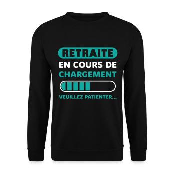 Départ En Retraite Humour Retraite En Cours - Sweat-shirt Unisexe - noir - Devant - Alina (178cm) & Michal (187cm)