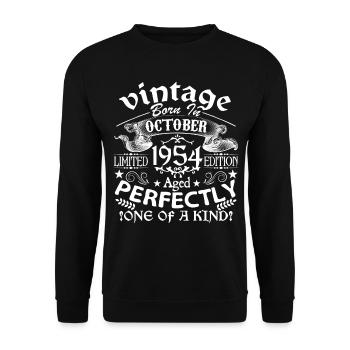 Oktober 1954 | Geburtstag 1954 geboren im Oktober - Unisex Pullover - Schwarz - Vorne - Alina (178cm) & Michal (187cm)