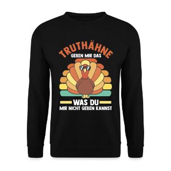Truthuhn Truthahn - Unisex Pullover - Schwarz - Vorne - Alina (178cm) & Michal (187cm)