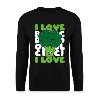 I Love Broccoli Broccoli Vegetable Vegan Gift - Unisex Sweatshirt - black - Front - Alina (178cm) & Michal (187cm)