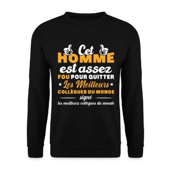 Départ Collègue de Travail Nouvel Emploi Retraite - Sweat-shirt Unisexe - noir - Devant - Alina (178cm) & Michal (187cm)