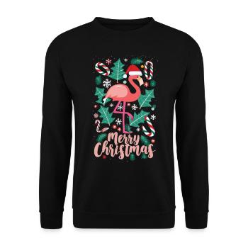 Christmas with Flamingos - Contemplative Moments - Unisex Sweatshirt - black - Front - Alina (178cm) & Michal (187cm)