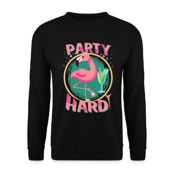 Party Flamingo Flair - Spaß, Freiheit, Feierlaune - Unisex Pullover - Schwarz - Vorne - Alina (178cm) & Michal (187cm)