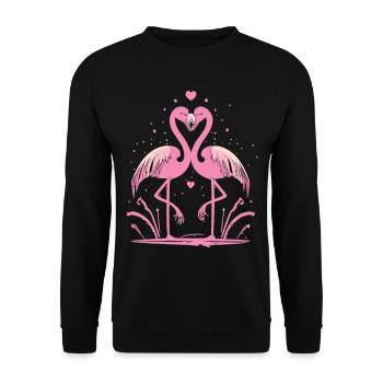 Flamingo Verbundenheit - Für immer miteinander - Unisex Pullover - Schwarz - Vorne - Alina (178cm) & Michal (187cm)