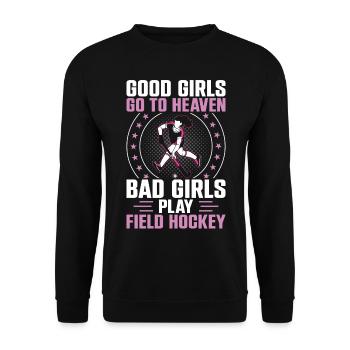 Hockey sur gazon Les bonnes filles vont à - Sweat-shirt Unisexe - noir - Devant - Alina (178cm) & Michal (187cm)