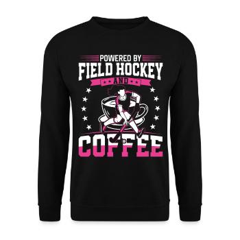 Field Hockey Coffee Powered By - Unisex Pullover - Schwarz - Vorne - Alina (178cm) & Michal (187cm)