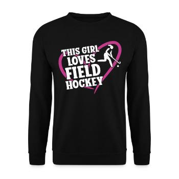 Hockey sur gazon Cette fille aime le terrain - Sweat-shirt Unisexe - noir - Devant - Alina (178cm) & Michal (187cm)