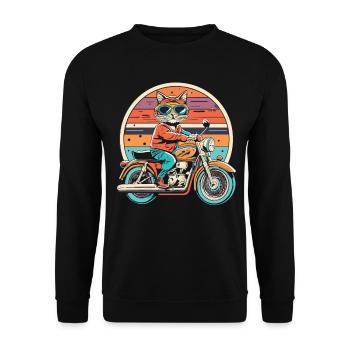 Cat Biker - The spirit of adventure on the motorcycle - Unisex Sweatshirt - black - Front - Alina (178cm) & Michal (187cm)