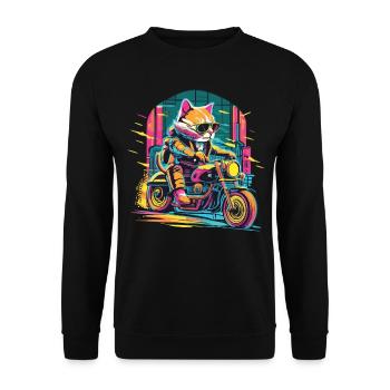 Ride with Paws - Katzenpower auf dem Bike - Unisex Pullover - Schwarz - Vorne - Alina (178cm) & Michal (187cm)