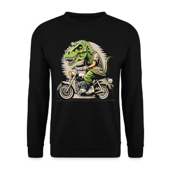 T-Rex rides a motorcycle - Unisex Sweatshirt - black - Front - Alina (178cm) & Michal (187cm)