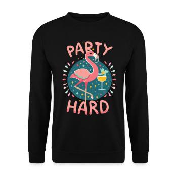 Party Flamingo Flair - Spaß, Freiheit, Feierlaune - Unisex Pullover - Schwarz - Vorne - Alina (178cm) & Michal (187cm)