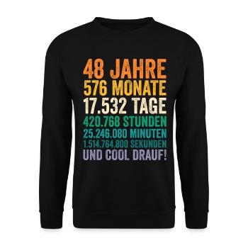 48 Jahre Achtundvierzigster Geburtstag - Unisex Pullover - Schwarz - Vorne - Alina (178cm) & Michal (187cm)