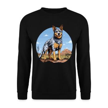 Hund Australian Cattle Dog - Unisex Pullover - Schwarz - Vorne - Alina (178cm) & Michal (187cm)