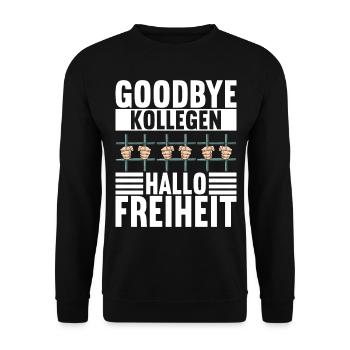 Abschiedsgeschenk Kollege Jobwechsel - Unisex Pullover - Schwarz - Vorne - Alina (178cm) & Michal (187cm)