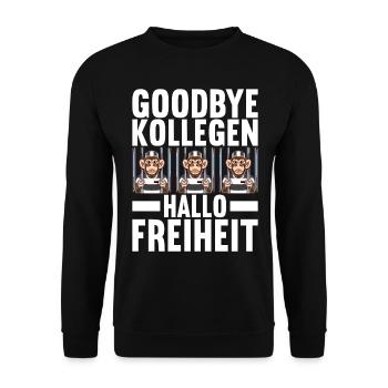 Abschiedsgeschenk Kollege Jobwechsel - Unisex Pullover - Schwarz - Vorne - Alina (178cm) & Michal (187cm)