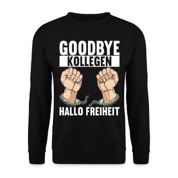 Abschiedsgeschenk Kollege Jobwechsel - Unisex Pullover - Schwarz - Vorne - Alina (178cm) & Michal (187cm)