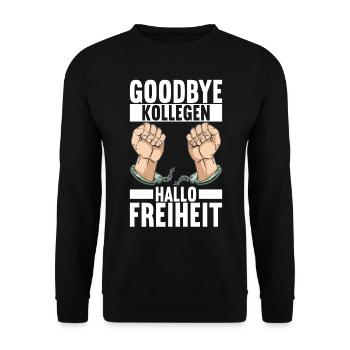 Abschiedsgeschenk Kollege Jobwechsel - Unisex Pullover - Schwarz - Vorne - Alina (178cm) & Michal (187cm)