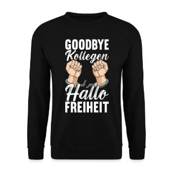 Abschiedsgeschenk Kollege Jobwechsel - Unisex Pullover - Schwarz - Vorne - Alina (178cm) & Michal (187cm)