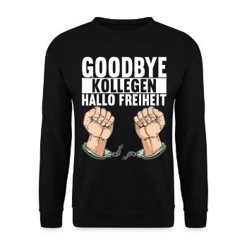 Abschiedsgeschenk Kollege Jobwechsel - Unisex Pullover - Schwarz - Vorne - Alina (178cm) & Michal (187cm)
