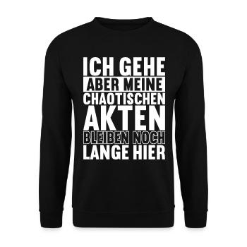 Abschiedsgeschenk Kollege Jobwechsel - Unisex Pullover - Schwarz - Vorne - Alina (178cm) & Michal (187cm)