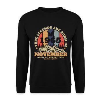 Cadeau d'anniversaire, Vintage né en novembre 1965 - Sweat-shirt Unisexe - noir - Devant - Alina (178cm) & Michal (187cm)
