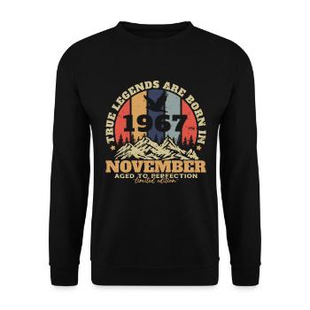 Cadeau d'anniversaire, Vintage né en novembre 1967 - Sweat-shirt Unisexe - noir - Devant - Alina (178cm) & Michal (187cm)