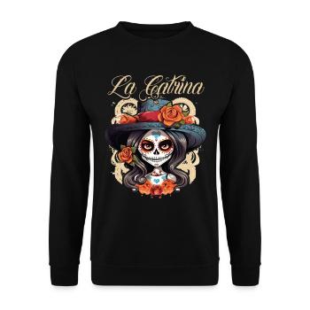 La Catrina Cool Dia De Los Muertos Design - Unisex Sweatshirt - black - Front - Alina (178cm) & Michal (187cm)
