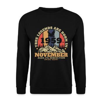 Cadeau d'anniversaire, Vintage né en novembre 1959 - Sweat-shirt Unisexe - noir - Devant - Alina (178cm) & Michal (187cm)
