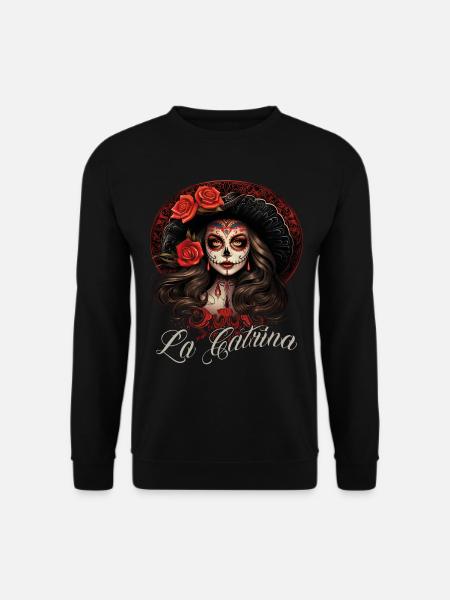 La Catrina Cooles Dia De Los Muertos Design - Unisex Pullover - Schwarz