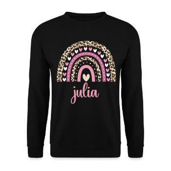 Julia Regenbogen Name Geburtstag Julia - Unisex Pullover - Schwarz - Vorne - Alina (178cm) & Michal (187cm)