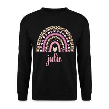 Julie Regenbogen Name Geburtstag Julie - Unisex Pullover - Schwarz - Vorne - Alina (178cm) & Michal (187cm)