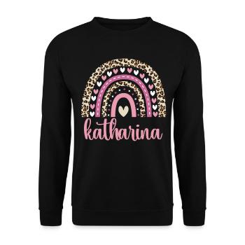 Katharina Regenbogen Name Geburtstag Katharina - Unisex Pullover - Schwarz - Vorne - Alina (178cm) & Michal (187cm)