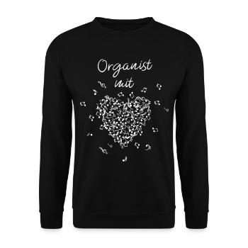 Organist mit Herz Orgel Pfeifenorgel Kirchenmusik - Unisex Pullover - Schwarz - Vorne - Alina (178cm) & Michal (187cm)