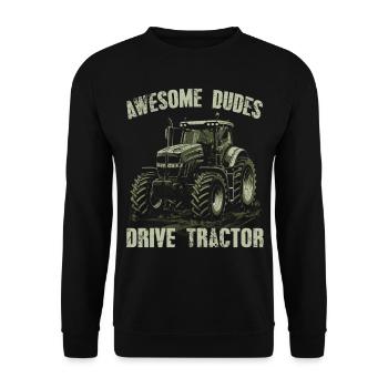 Great Guys Driving Tractor Gardener Farmer Farmer - Unisex Sweatshirt - black - Front - Alina (178cm) & Michal (187cm)