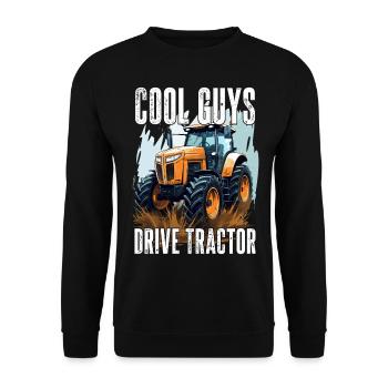 Cool Boys Driving Tractor Farmer Farmer Gift - Unisex Sweatshirt - black - Front - Alina (178cm) & Michal (187cm)