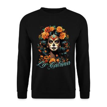 La Catrina Cool Dia De Los Muertos Design - Unisex Sweatshirt - black - Front - Alina (178cm) & Michal (187cm)