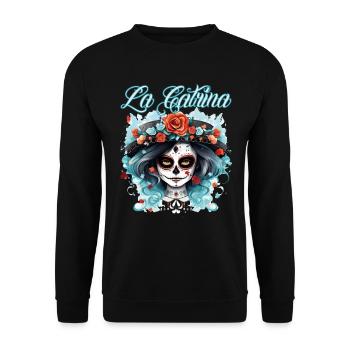 La Catrina Cool Dia De Los Muertos Design - Unisex Sweatshirt - black - Front - Alina (178cm) & Michal (187cm)