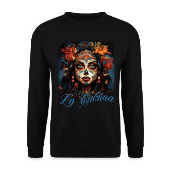 La Catrina Cool Dia De Los Muertos Design - Unisex Sweatshirt - black - Front - Alina (178cm) & Michal (187cm)