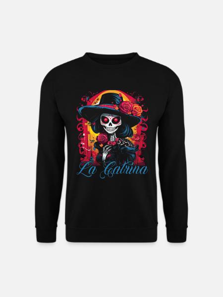 La Catrina Cooles Dia De Los Muertos Design - Unisex Pullover - Schwarz