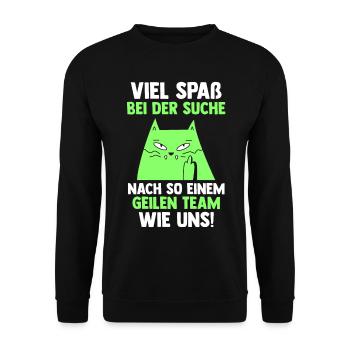 Jobwechsel Arbeit Büro Kollegen Abschiedsgeschenk - Unisex Pullover - Schwarz - Vorne - Alina (178cm) & Michal (187cm)