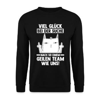 Jobwechsel Arbeit Büro Kollegen Abschiedsgeschenk - Unisex Pullover - Schwarz - Vorne - Alina (178cm) & Michal (187cm)