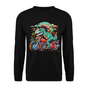 T-Rex rides a motorcycle - Unisex Sweatshirt - black - Front - Alina (178cm) & Michal (187cm)