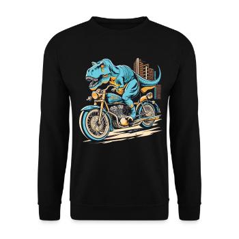 TRex rides a motorcycle - Unisex Sweatshirt - black - Front - Alina (178cm) & Michal (187cm)