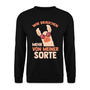 Lama Wir brauchen mehr von meiner Sorte - Unisex Pullover - Schwarz - Vorne - Alina (178cm) & Michal (187cm)