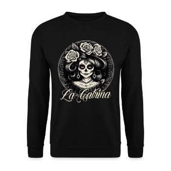 La Catrina Cool Dia De Los Muertos Design - Unisex Sweatshirt - black - Front - Alina (178cm) & Michal (187cm)